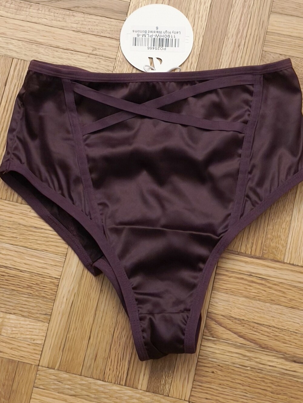 High-Waist Satin Pole Bottoms in Deep Plum
